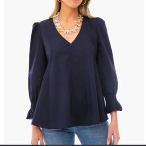 Tuckernuck Pomander Place Navy Easton Blouse - Size Medium